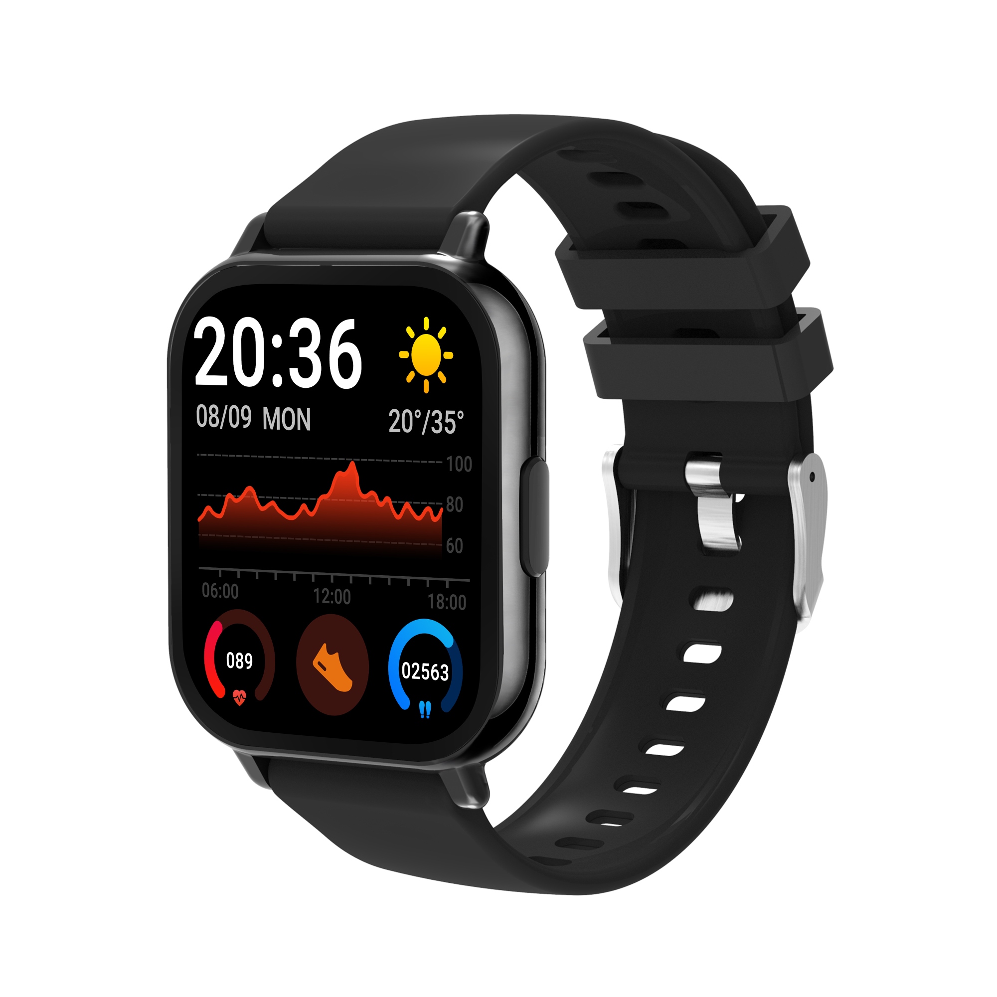 SWC-176B Relojes inteligentes y deportivos 4,6 cm (1.81") TFT Digital Pantalla táctil Negro