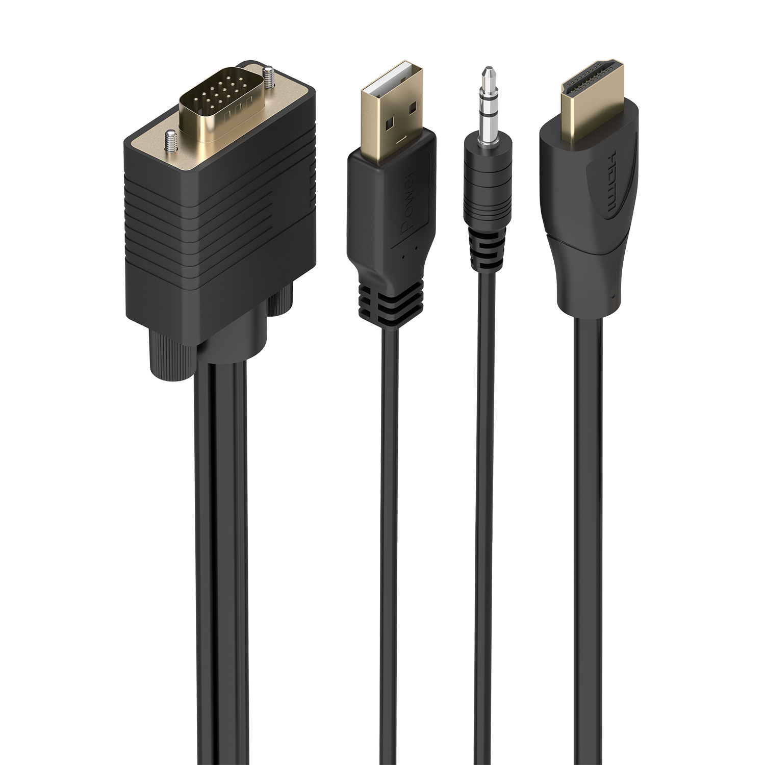 Cable Conversor SVGA+Audio a HDMI, SVGA/M+Jack 3.5/M+USB-A/M-HDMI A/M, Negro, 1.0m