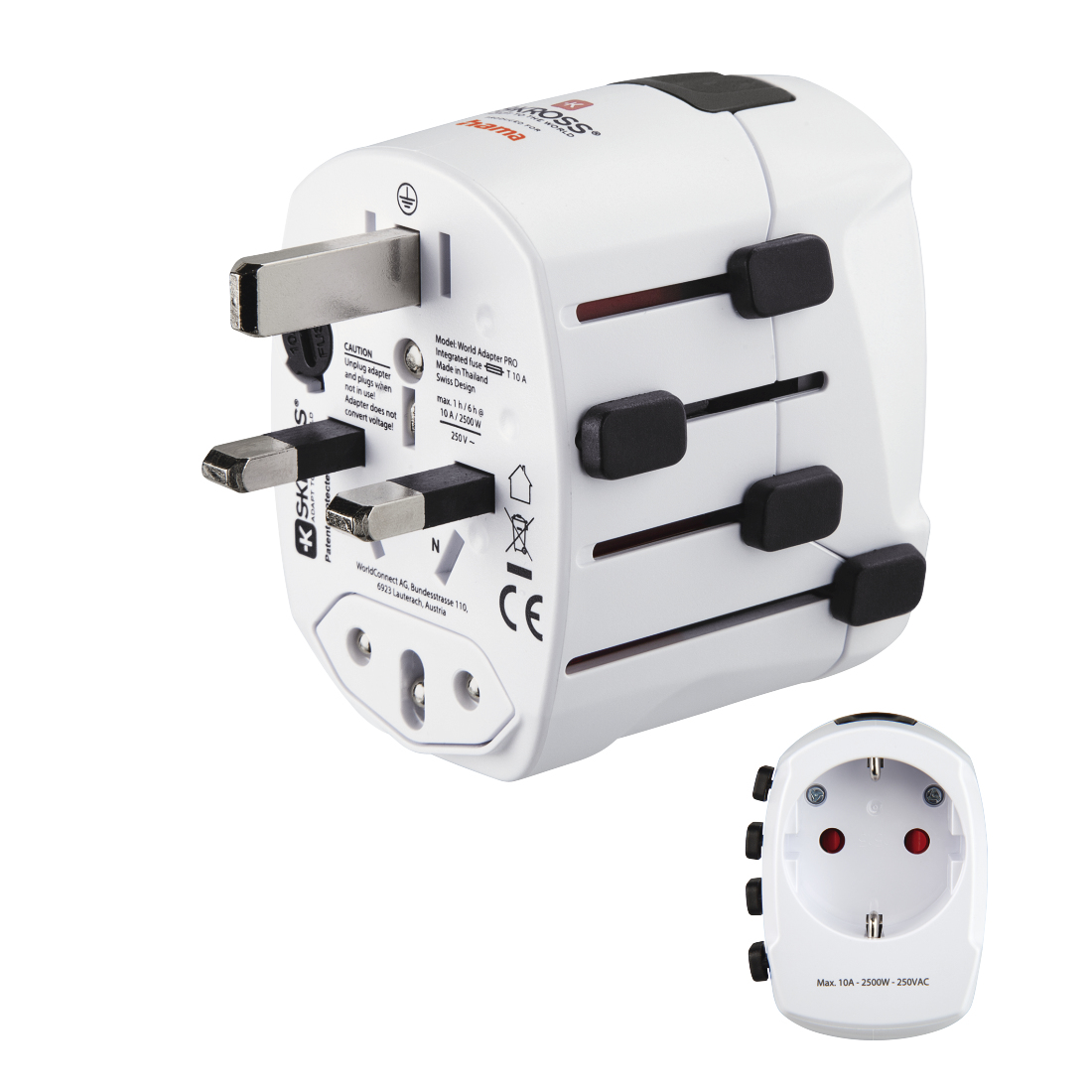 World Travel Pro adaptador de enchufe eléctrico Universal Blanco