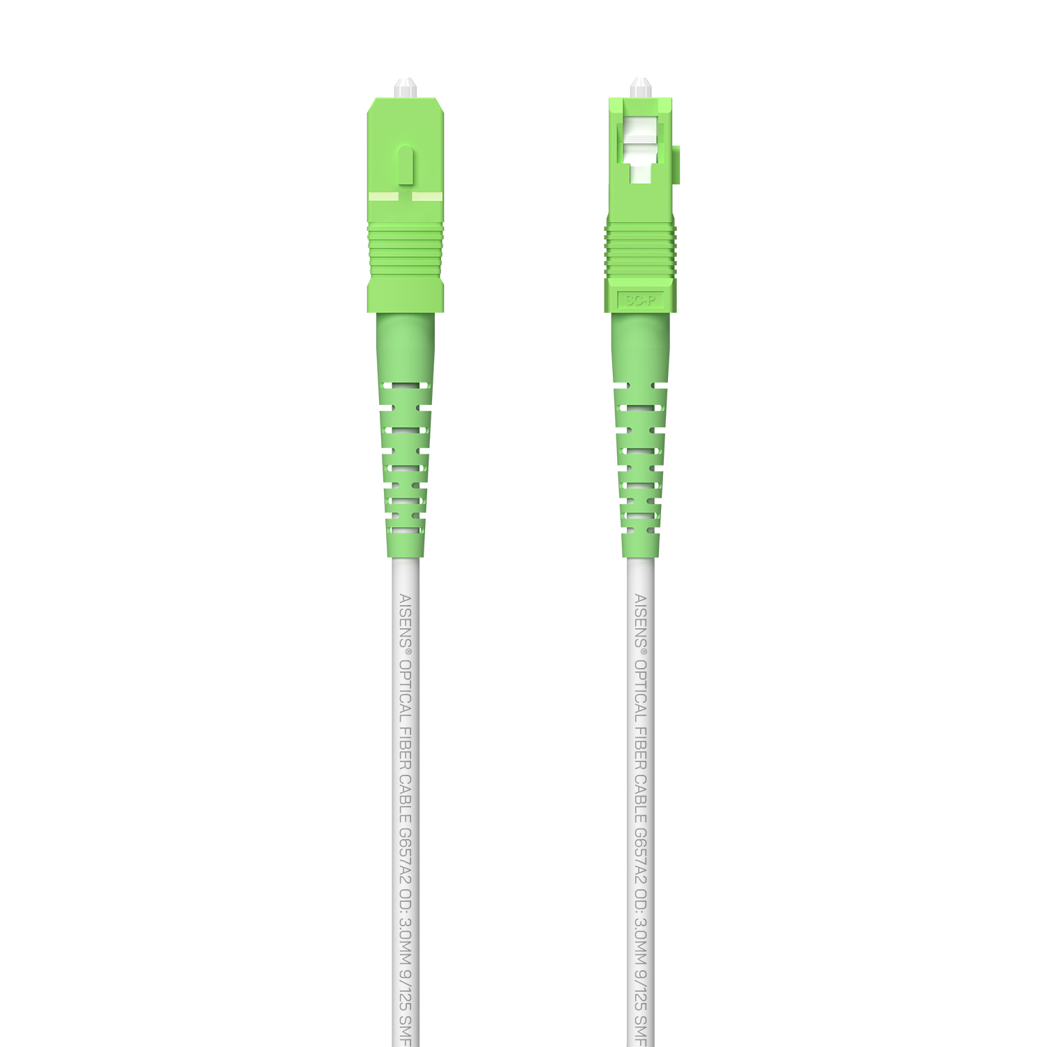 Cable Fibra Óptica Latiguillo G657A2 3.0 9/125 SMF Simplex CPR DCA LSZH, SC/APC-SC/APC, Blanco, 80 m