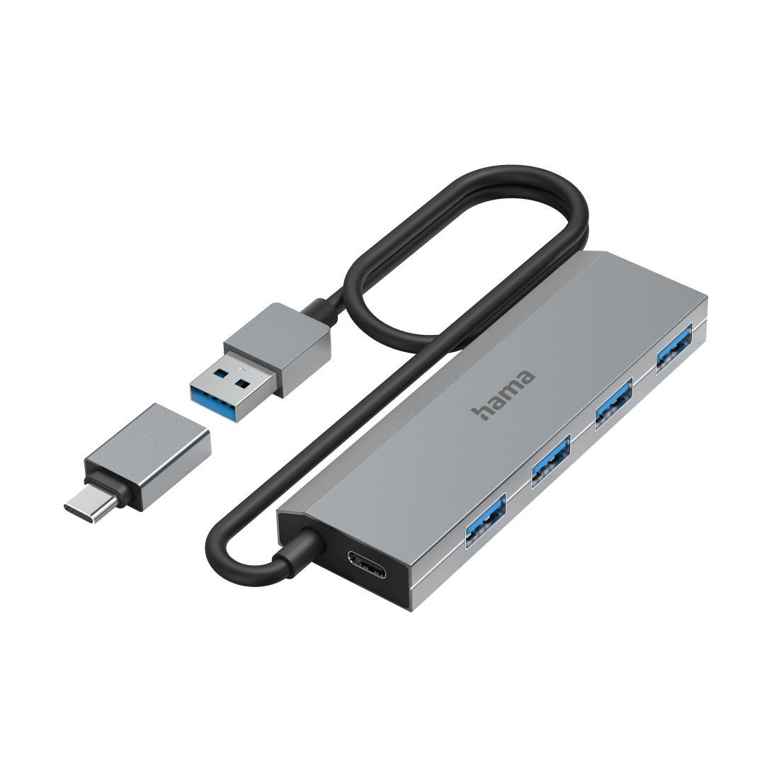 00200138 hub de interfaz USB 3.2 Gen 1 (3.1 Gen 1) Type-A + Type-C 5000 Mbit/s Antracita, Gris