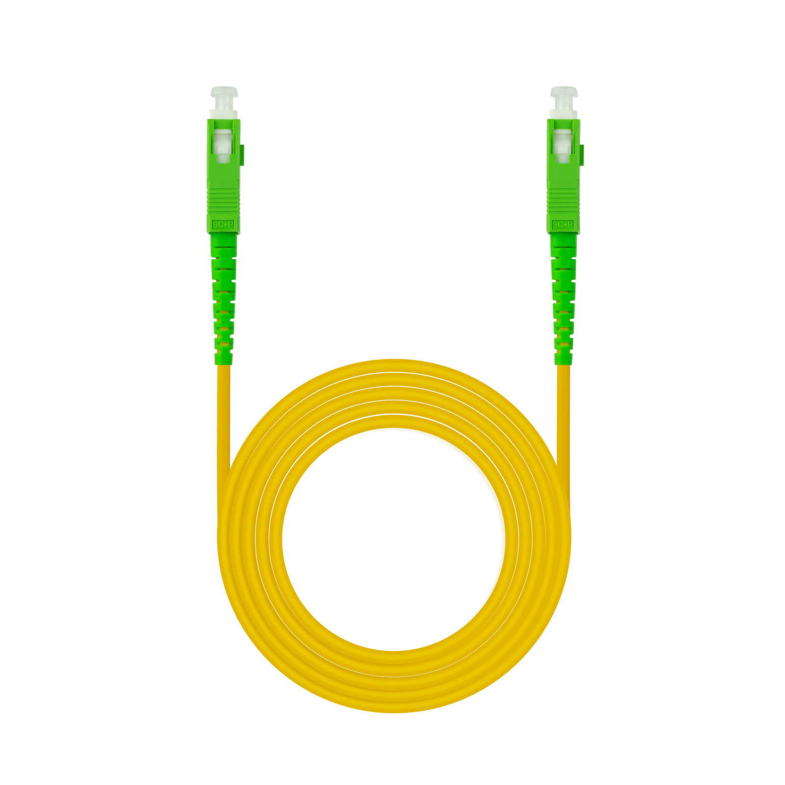 Cable de Fibra Óptica SC/APC a SC/APC Monomodo Simplex LSZH, Amarillo, 80 m