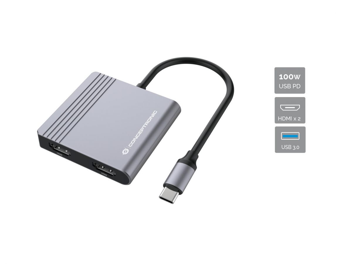 DONN13G base para portátil y replicador de puertos Alámbrico USB 3.2 Gen 1 (3.1 Gen 1) Type-C Gris