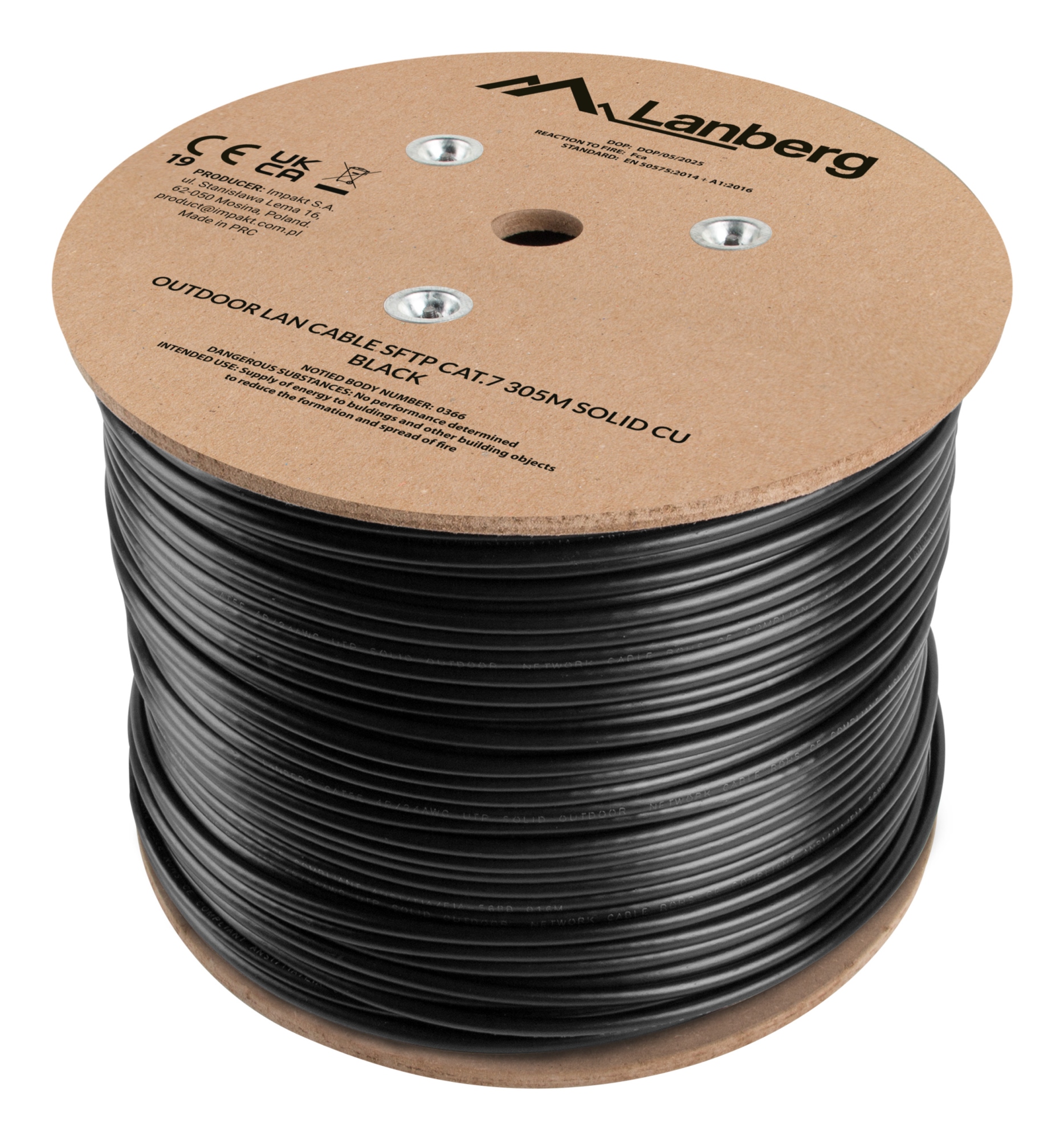 LCS7-21CU-0305-BK cable de red Negro 305 m Cat7 S/FTP (S-STP) Alrededor