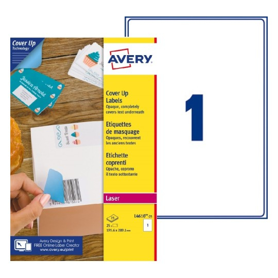 L4610-25 etiqueta autoadhesiva Rectángulo Permanente Blanco 25 pieza(s)