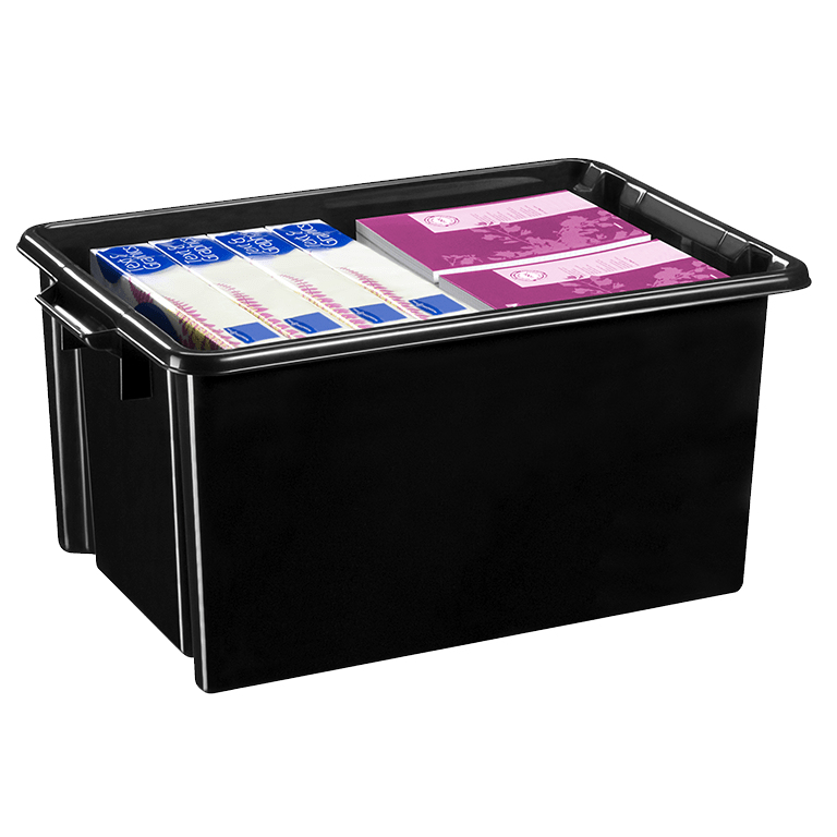 HW048R Caja de almacenaje Rectangular Polipropileno (PP) Negro