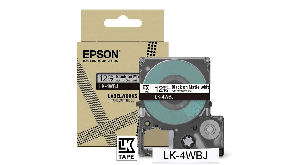 Matte Tape  White/Black 12mm(8m)  LK-4WBJ