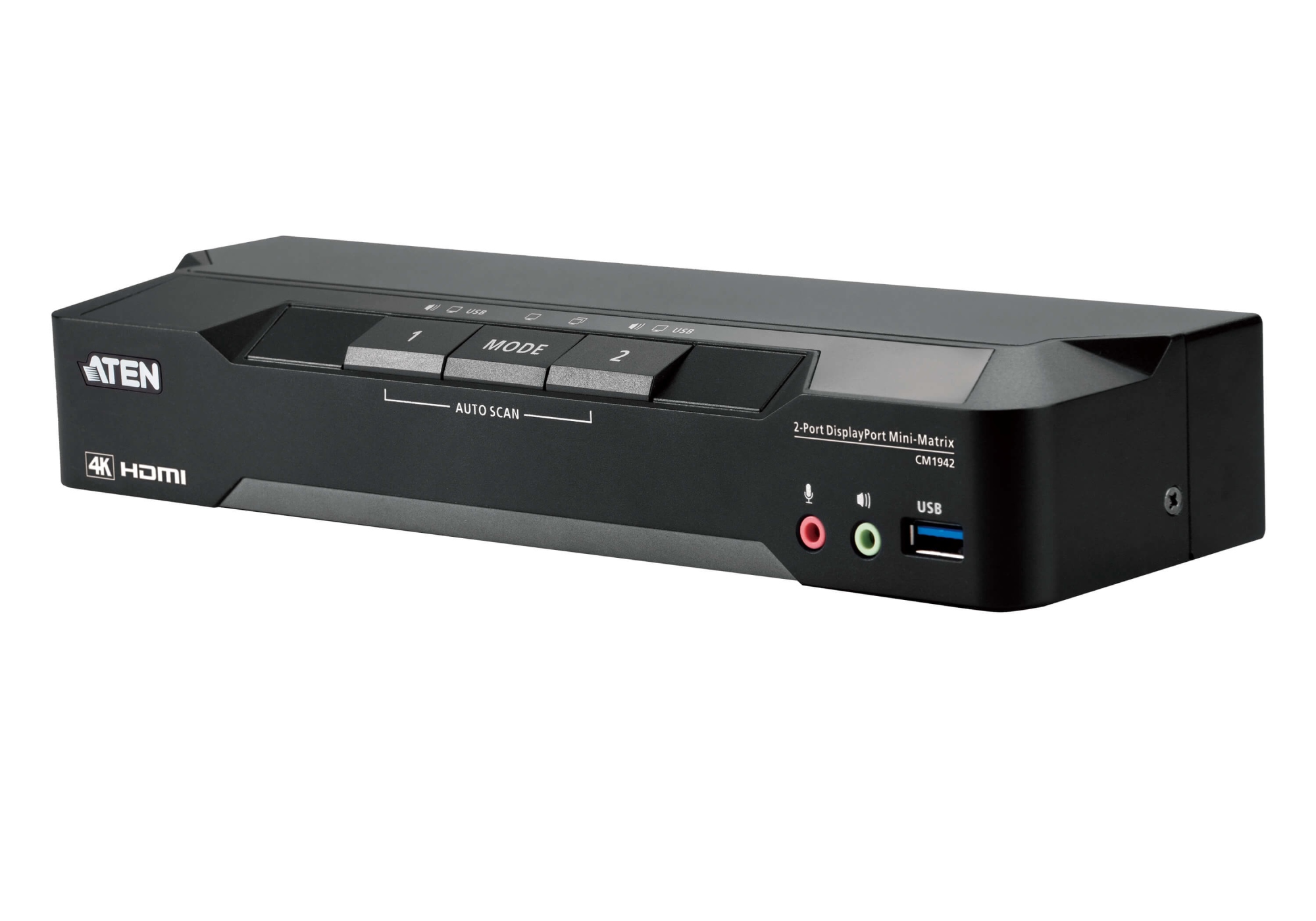 Matriz de vídeo en formato compacto KVM DisplayPort 4K dual display de 2 puertos con Boundless Switching