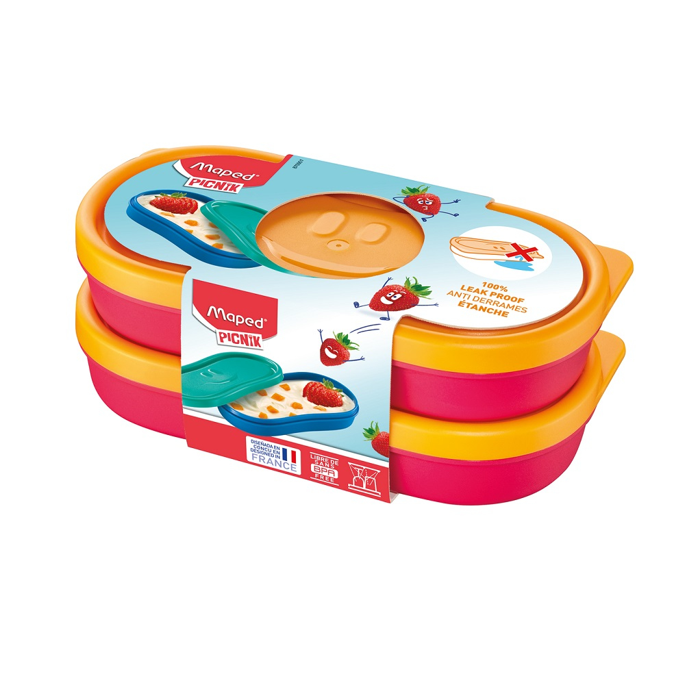 M870901 recipiente de almacenar comida Rectangular Caja 0,15 L Naranja, Rojo 2 pieza(s)