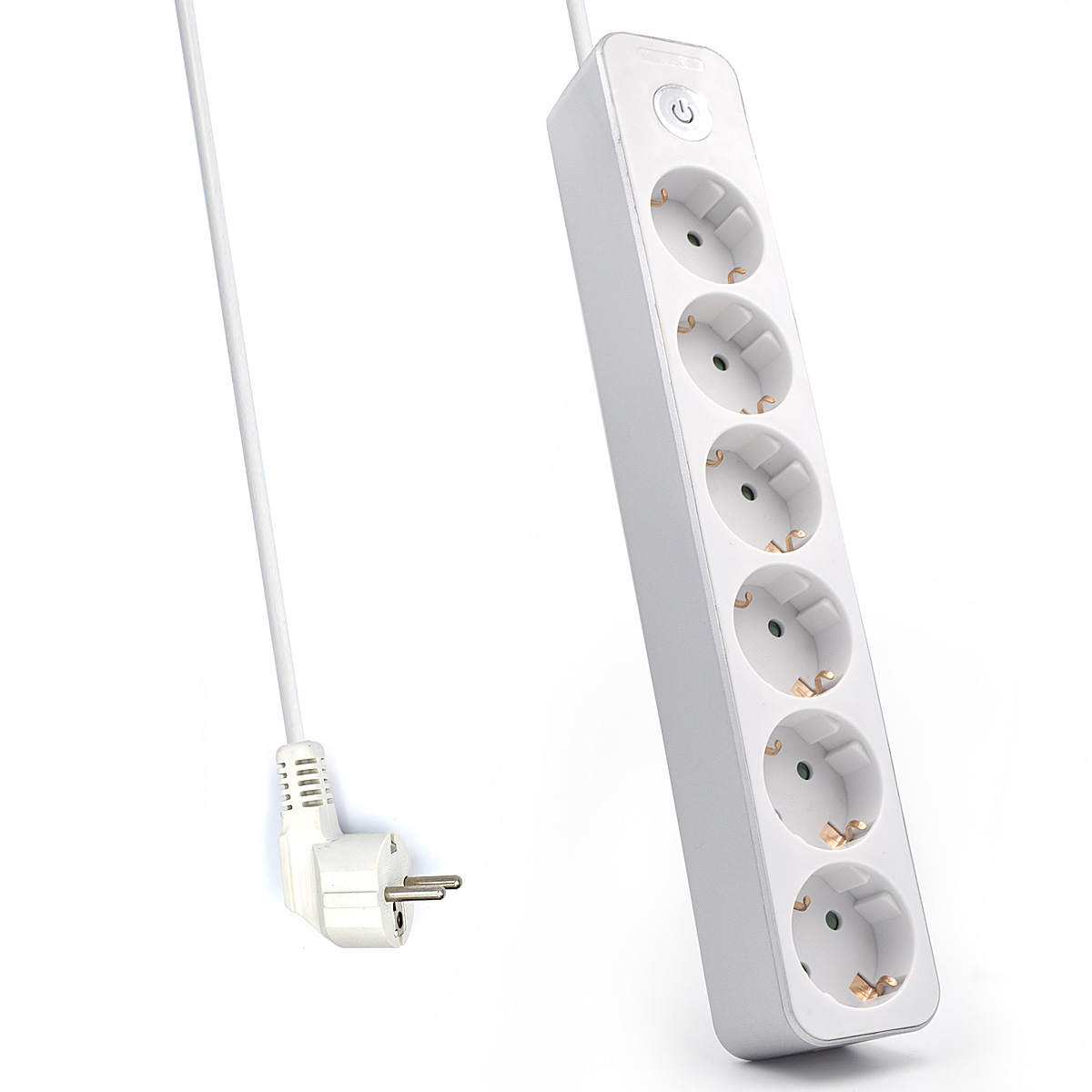 WY13166 base múltiple 1,5 m 6 salidas AC Interior Plata, Blanco