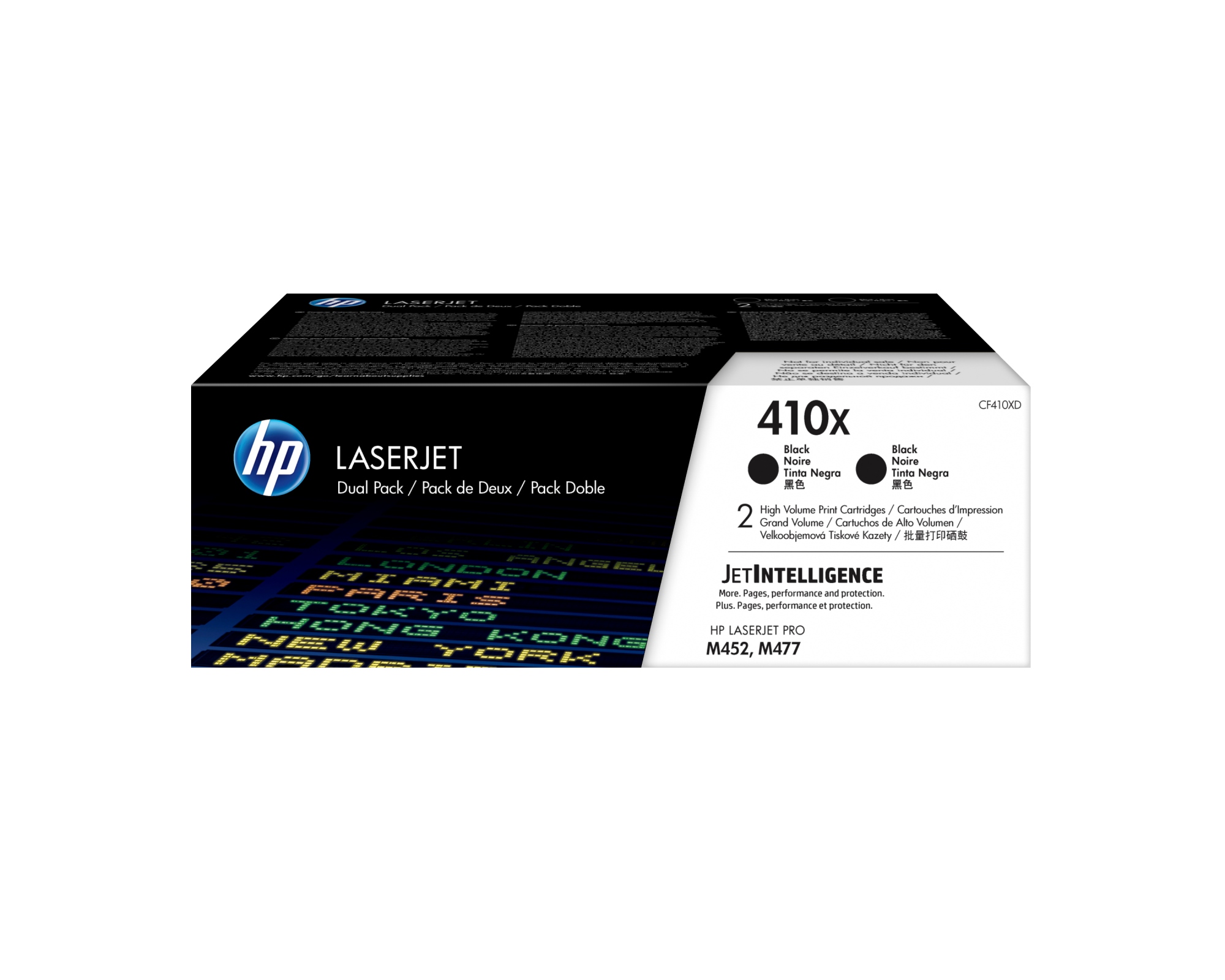 Paquete de 2 cartuchos de tóner negro Originales LaserJet 410X de alta capacidad