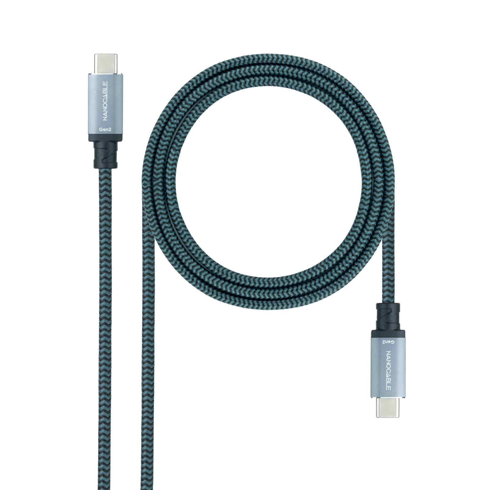 Cable USB 3.1 Gen2 10Gbps 5A, 4K/60Hz, USB-C/M-USB-C/M, Gris/Negro, 1.5 m