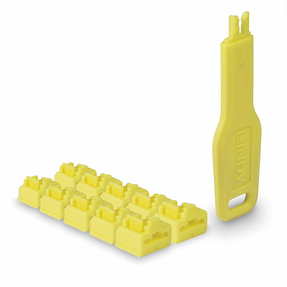 47900 bloqueador de puerto Bloqueador de puerto + clave RJ-45 Amarillo Acrilonitrilo butadieno estireno (ABS) 10 pieza(s)