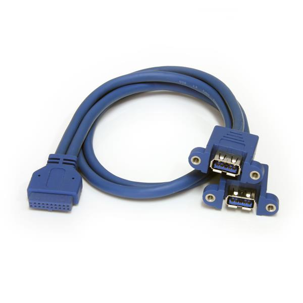 Cable Extensor 50cm 2 Puertos USB 3.0 (5Gbps) para Montaje en Panel conexión a Placa Base - Hembra USB A