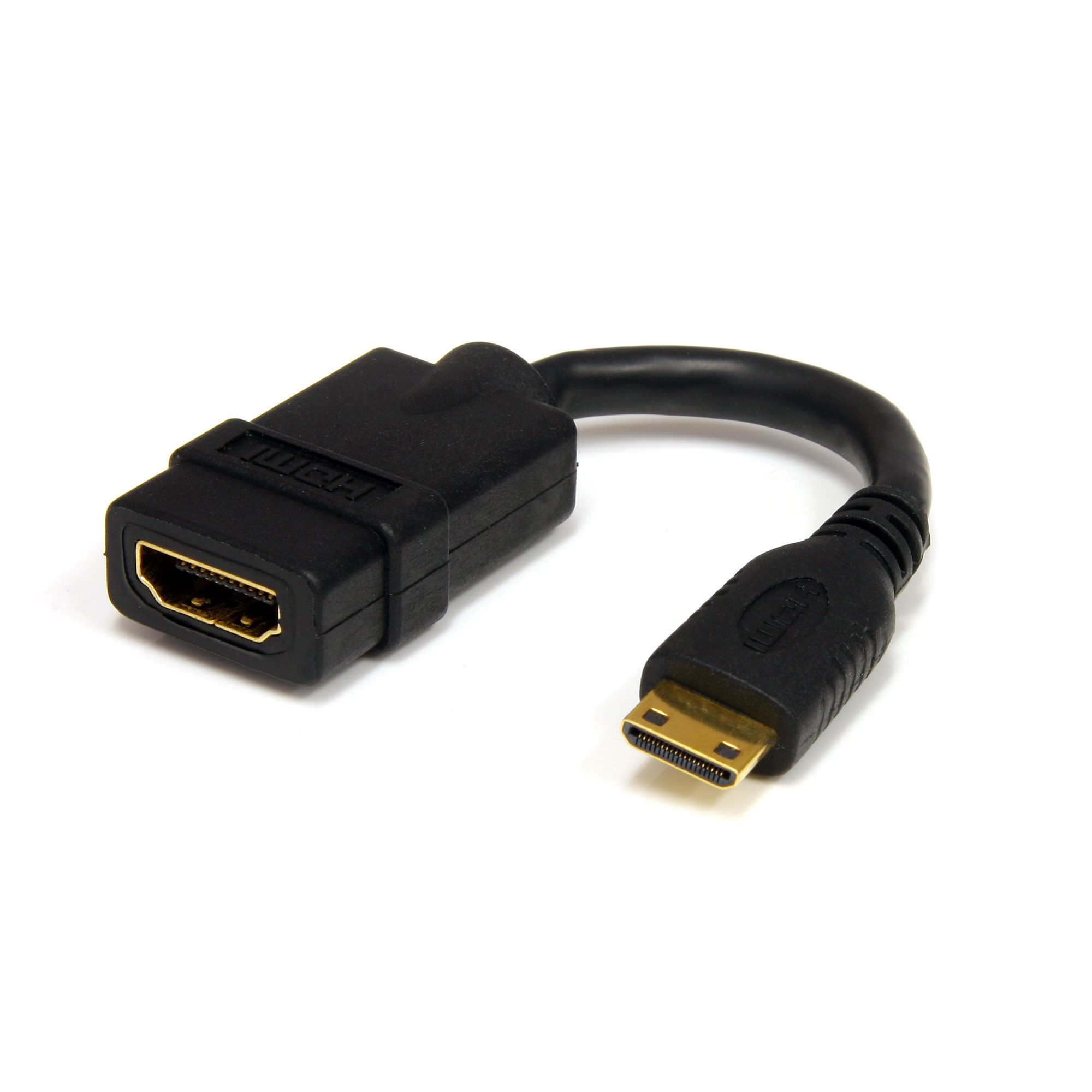Adaptador de 12,5cm Mini HDMI a HDMI - HDMI de Alta Velocidad 4K - Convertidor 4K 30Hz Ultra HD - HDMI 1.4 - Conectores Chapados en Oro - Mini HDMI UHD 4K - Negro