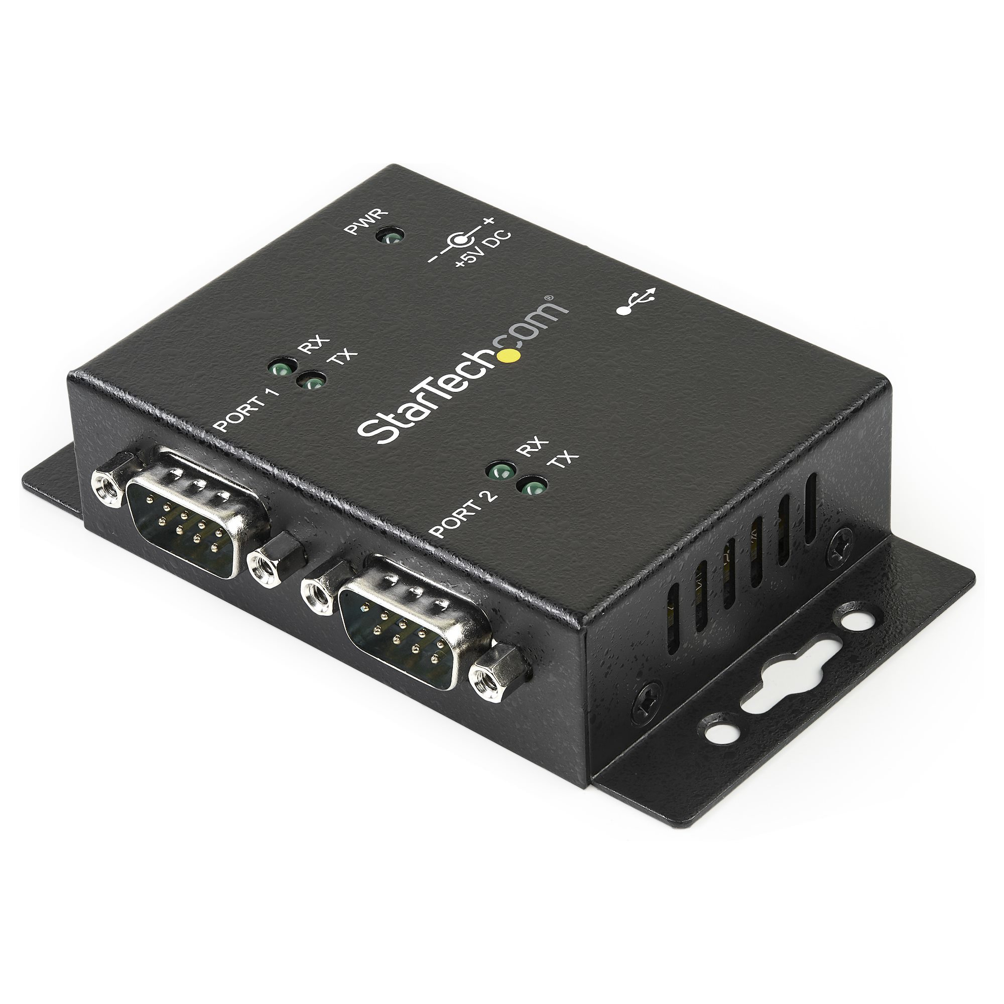 Concentrador Hub Industrial de 2 Puertos Serie Serial RS232 a USB Montaje Riel DIN Pared