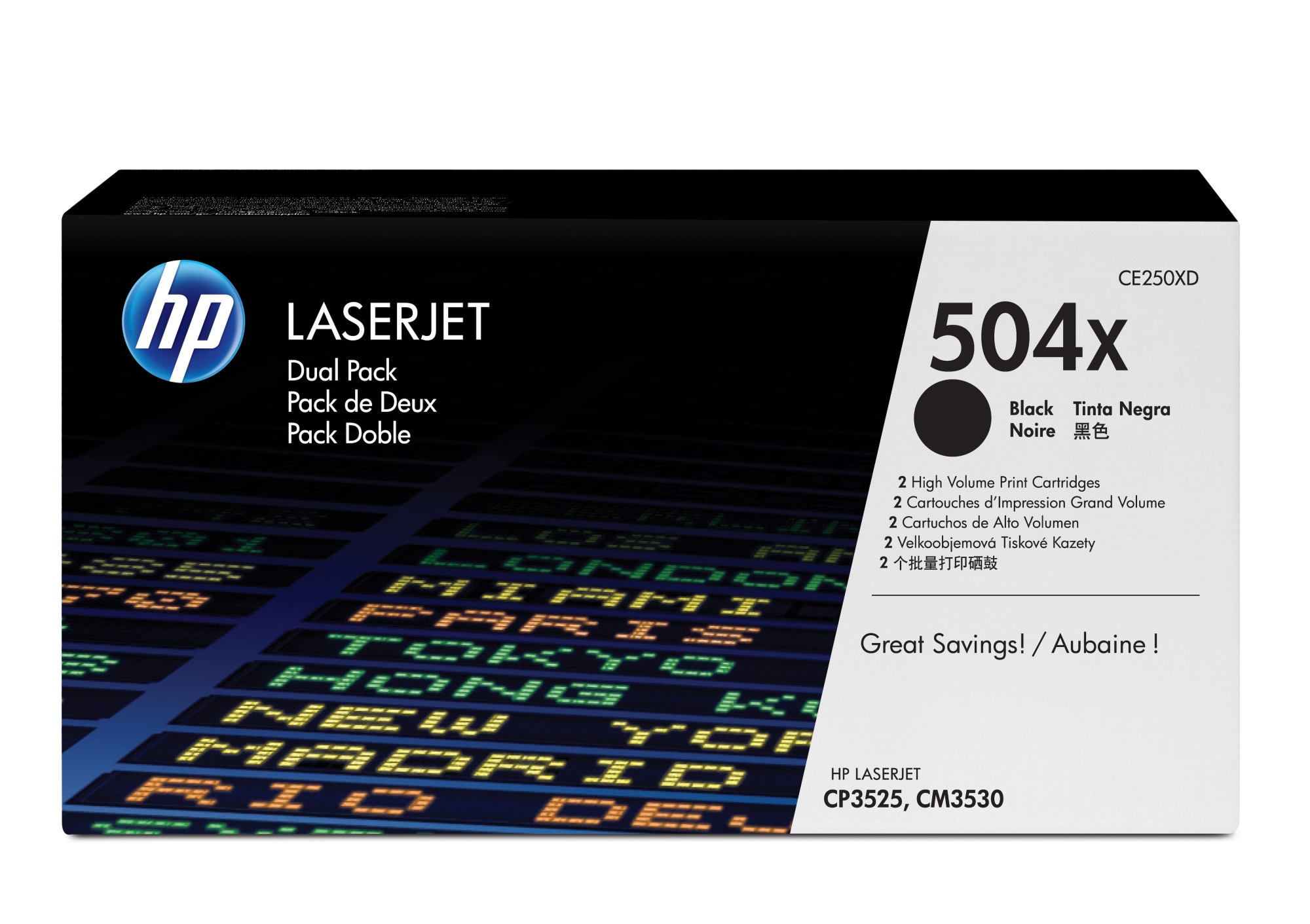 Pack de ahorro de 2 cartuchos de tóner original LaserJet 504X de alta capacidad negro