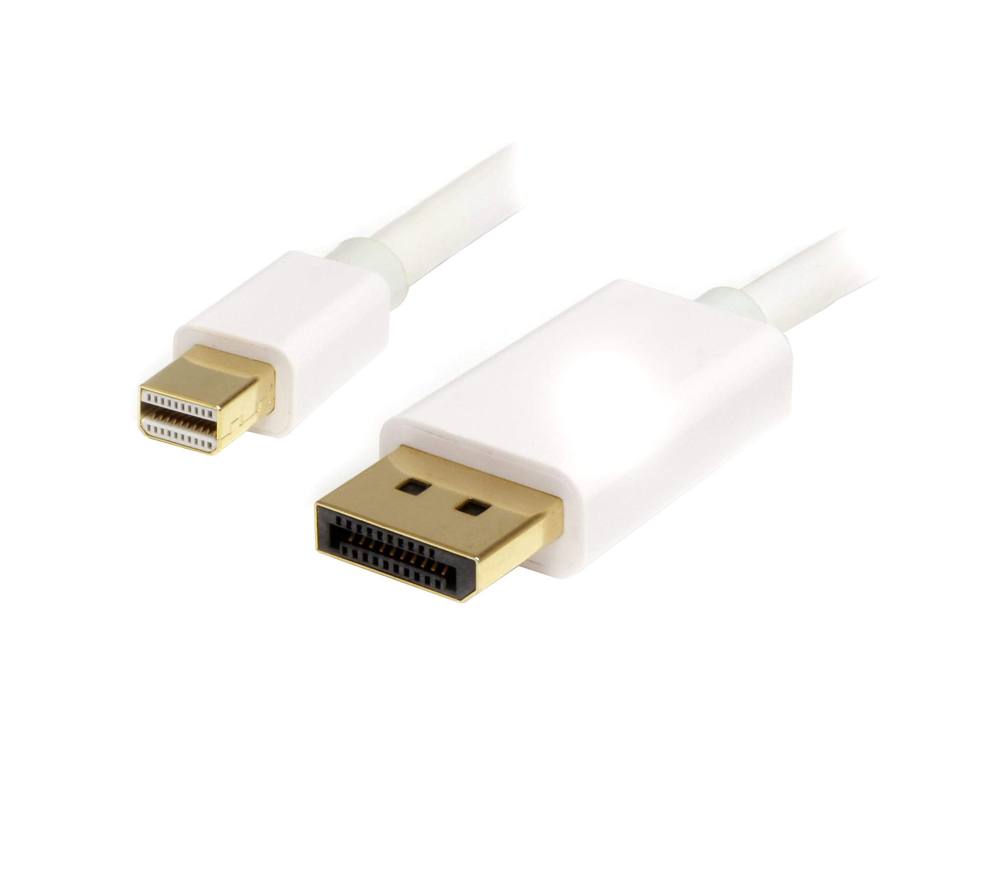 Cable de 1,8m Mini DisplayPort a DisplayPort 1.2 - Cable Adaptador Mini DisplayPort a DisplayPort 4K x 2K UHD - Cable para Monitor Mini DP a DP - Blanco