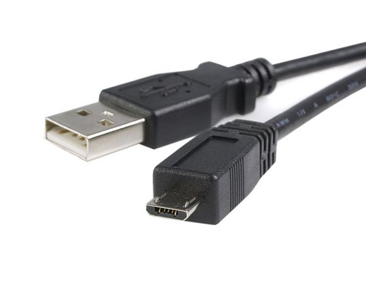 Cable 3m Micro USB B a USB A Cargador para Teléfono Móvil Datos USB 2.0 - Macho a Macho - Negro