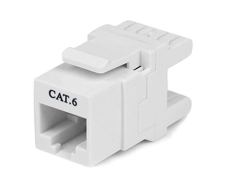 Jack Conector de Pared Módulo Keystone RJ45 Hembra Cat6 de Red 180º - Blanco - Tipo 110