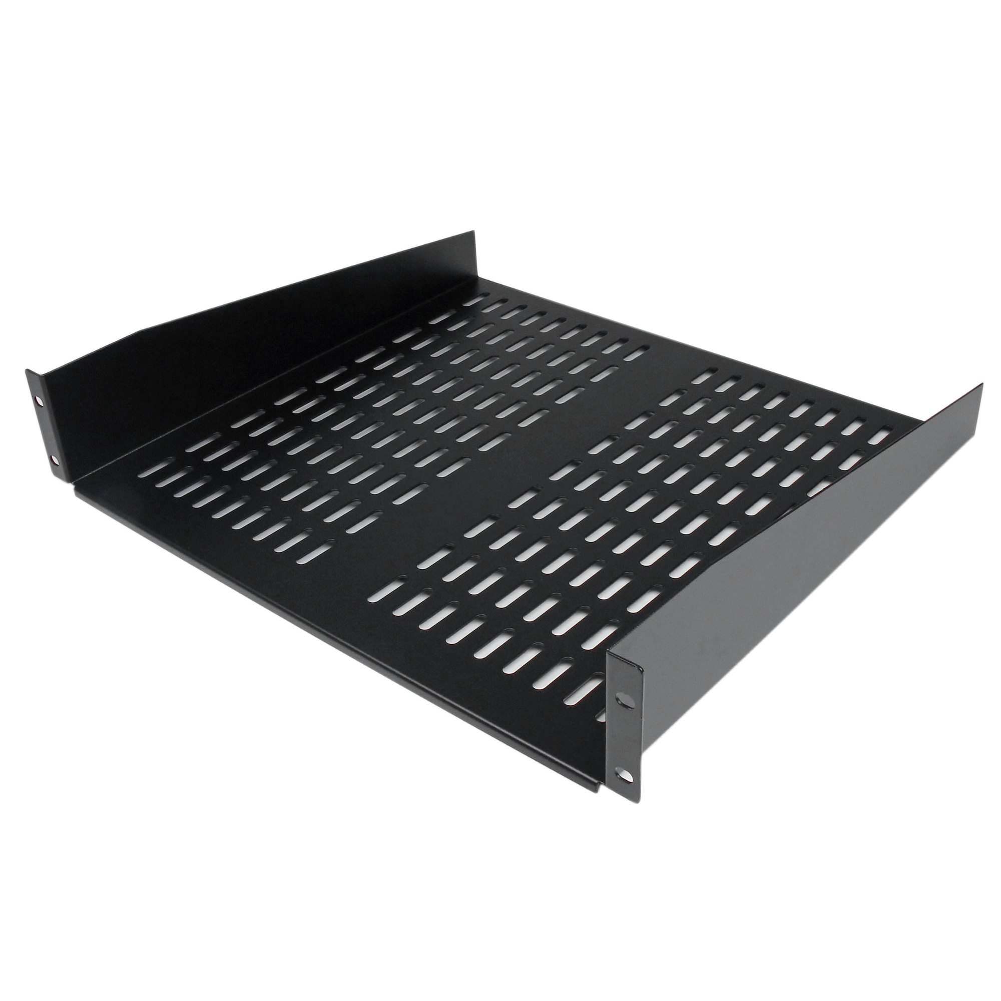 Estante Bandeja Ventilado Cantilever 2U de Profundidad Fija para Armario Rack de Servidores de 19 Pulgadas - en Acero de Servicio Pesado - 22kg de Carga - 16" (406,4mm) - Negro