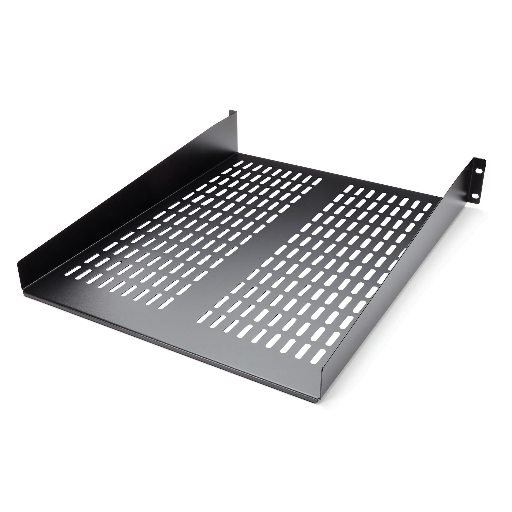 Bandeja para Rack 2U - Bandeja Ventilada Voladiza para Racks 19" de Equipos de Red - Acero de Servicio Pesado - Capacidad: 23 kg - Estante 2U de 56 cm de Profundidad, Negro