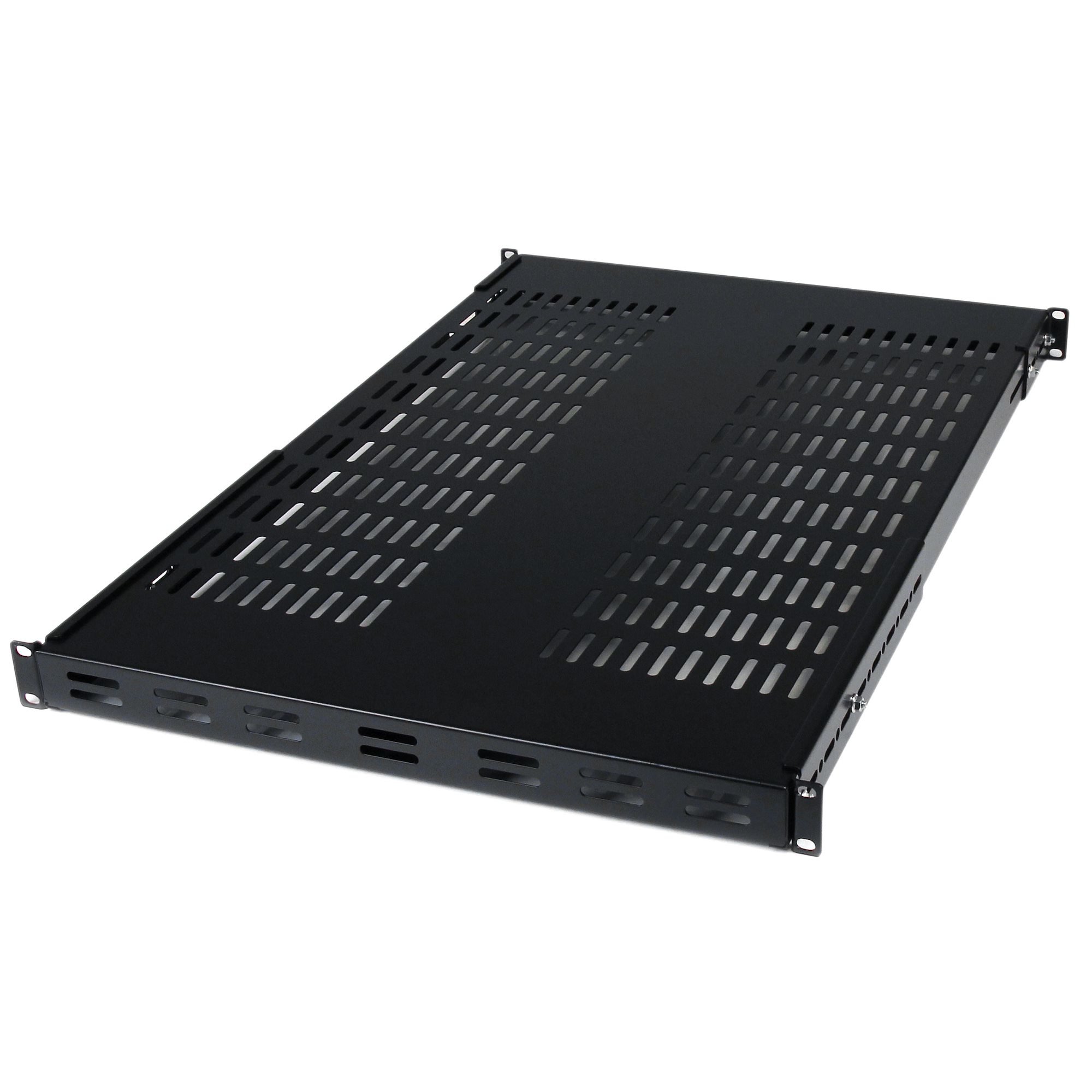 Estante Ajustable 1U Ventilado para Rack de Servidores - 79,3kg - Bandeja Universal de 19 Pulgadas Ajustable de 49,5 a 96,5cm - para Equipos de Red y AV - 27,5" ( 69,8cm) de Profundidad