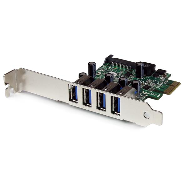 Tarjeta Adaptador PCI Express PCI-E USB 3.0 (5Gbps) con UASP de 4 Puertos - Alimentación SATA