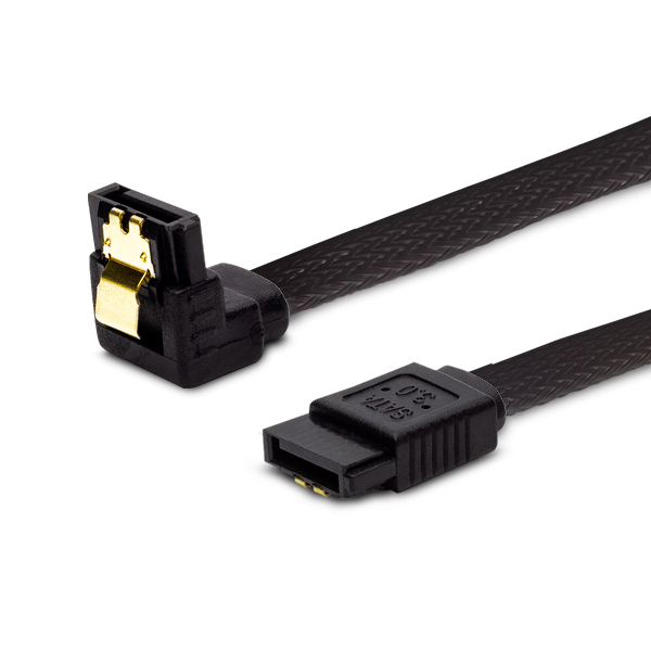 GAK-04 Kabel SATA III 30cm, oplot czarny, ktowy, zote zatrzaski cable de SATA 0,3 m SATA 7-pin 2 x SATA 7-pin Negro