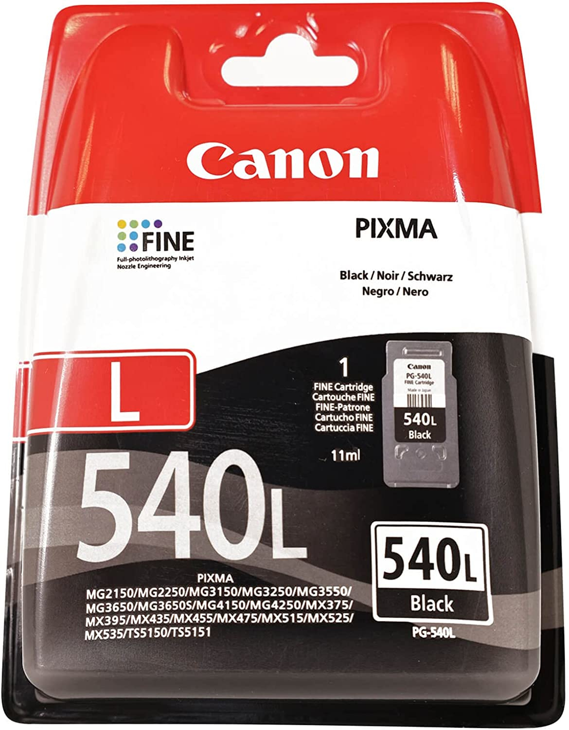 PG-540L cartucho de tinta 1 pieza(s) Original Rendimiento estándar Negro