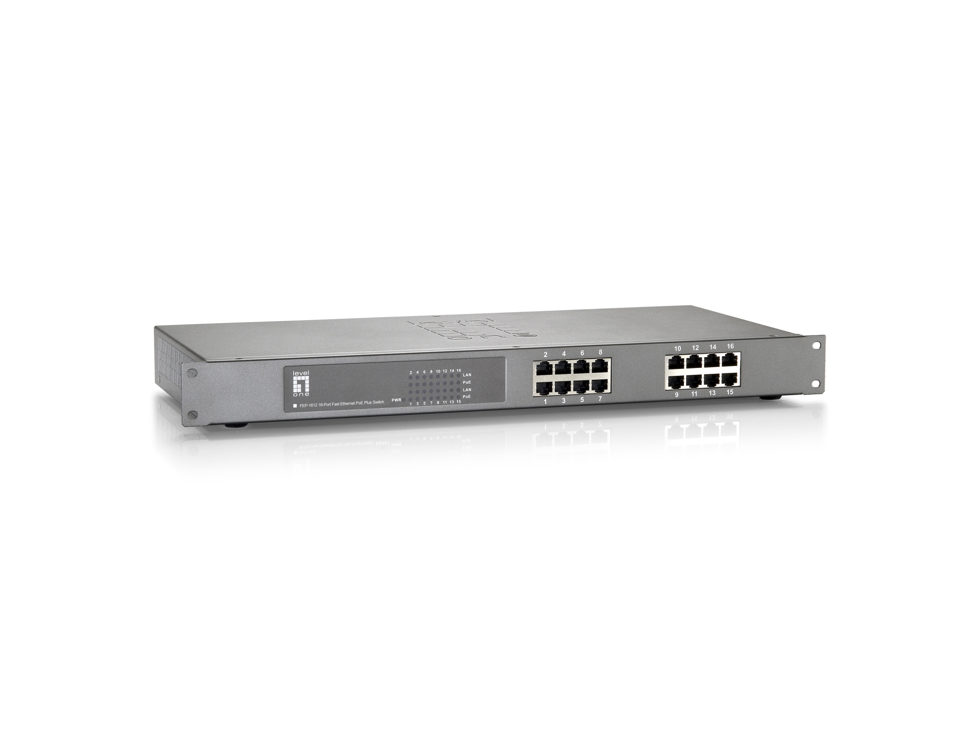 Switch Fast Ethernet PoE de 16 puertos, 480W, 802.3at PoE+