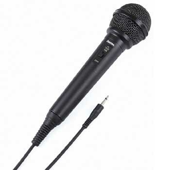 Micrófono dinámico DM20, micrófono de mano, con conector jack de 3,5 mm y de 6,35 mm, con adaptador para conectarlo a un sistema estéreo, color Negro