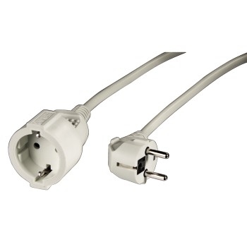 Cable con enchufe de 10 metros, seguro, resistente, color blanco.