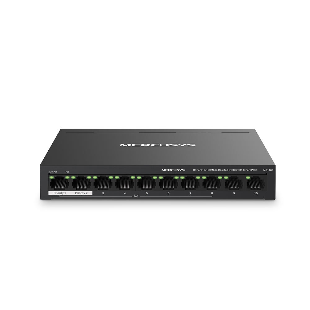 MS110P switch Gestionado Fast Ethernet (10/100) Energía sobre Ethernet (PoE) Negro