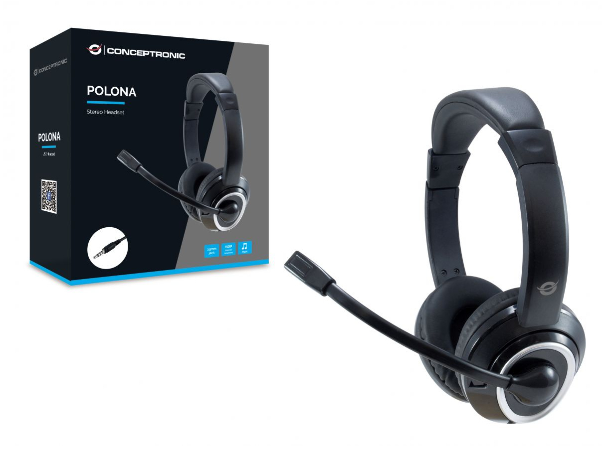 POLONA02B auricular y casco Auriculares Alámbrico Diadema Juego Negro
