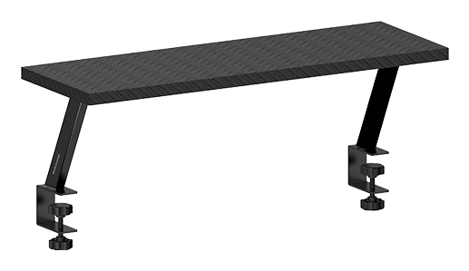 MGDS, Soporte Elevador Monitor, Eleva el Monitor 17cm, Soporte de Mesa Ergonómico en Acero, Tablero Fibra Carbono 60x20cm, Soporte Pantalla para Escritorios de 10 a 33mm de Grosor, Negro