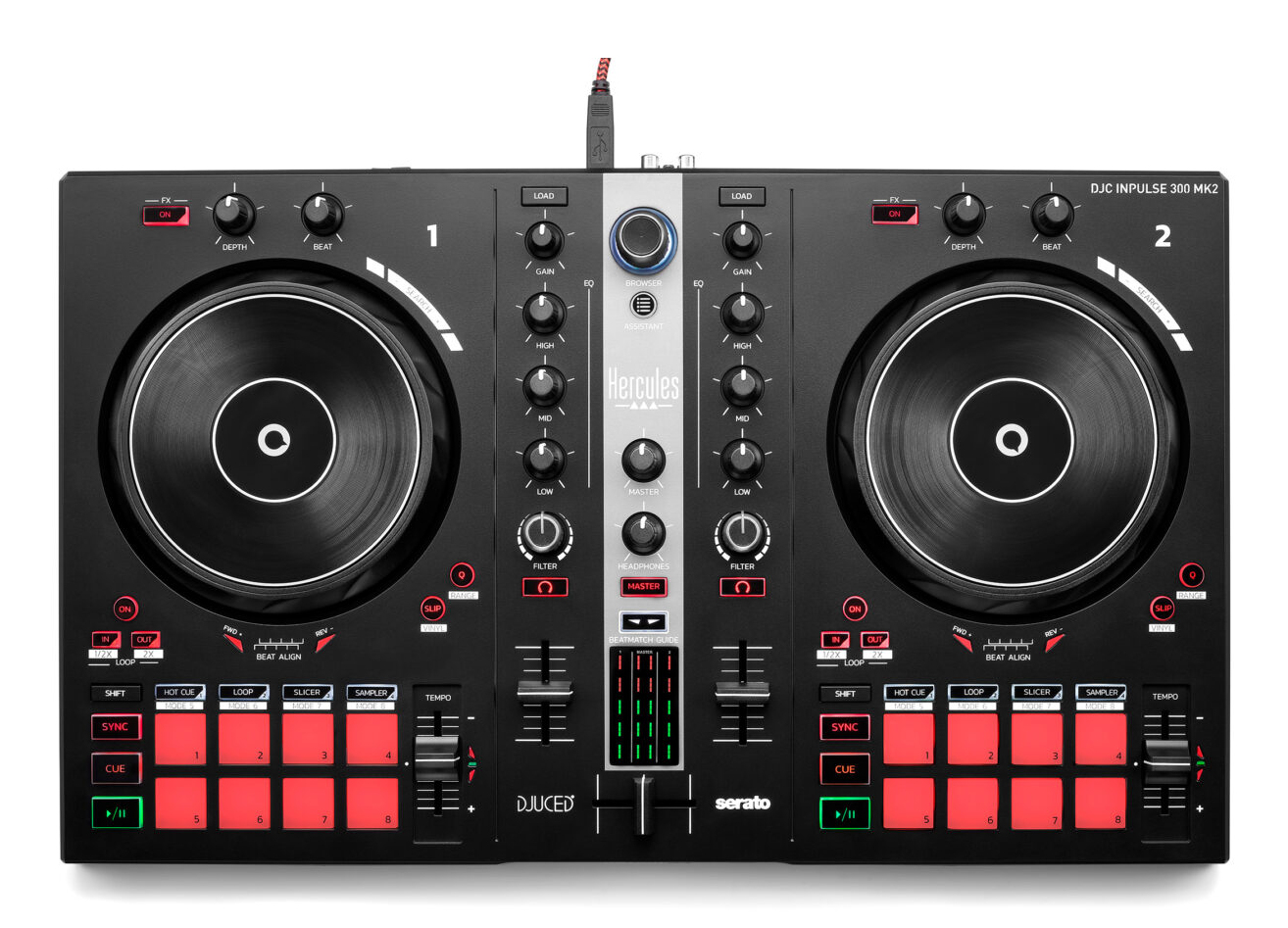 INPULSE 300 MK2 Controladora con opción de realizar scratch utilizando discos de vinilo Negro, Rojo