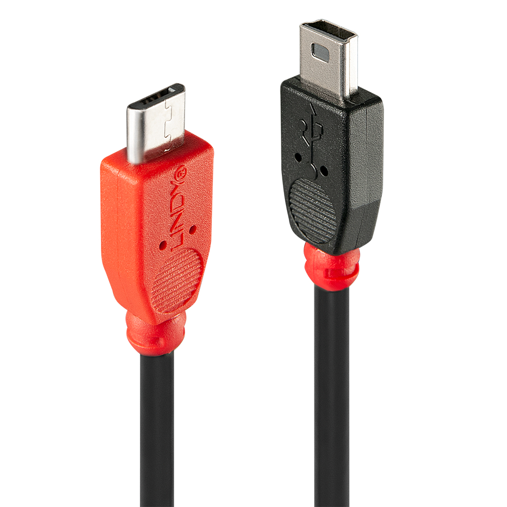31717 cable USB USB 2.0 0,5 m Mini-USB B Micro-USB B 0,48 Gbit/s Negro, Rojo
