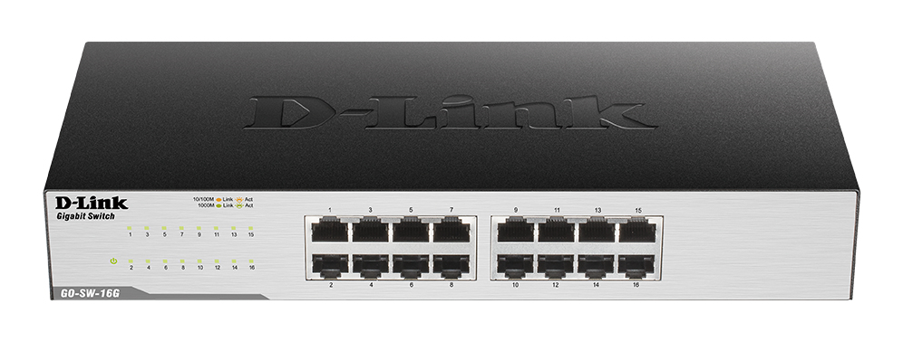 GO-SW-16G No administrado L2 Gigabit Ethernet (10/100/1000) 1U Negro