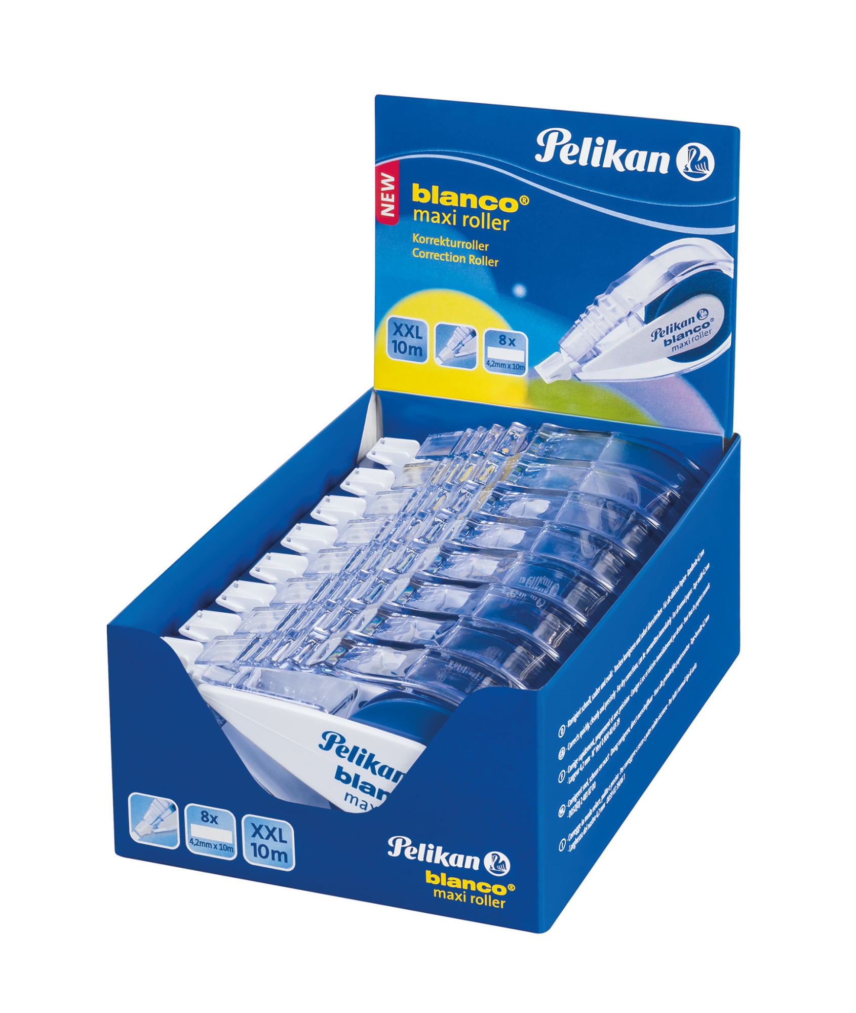 blanco Maxi corrección de películo/cinta 10 m Azul, Transparente 8 pieza(s)