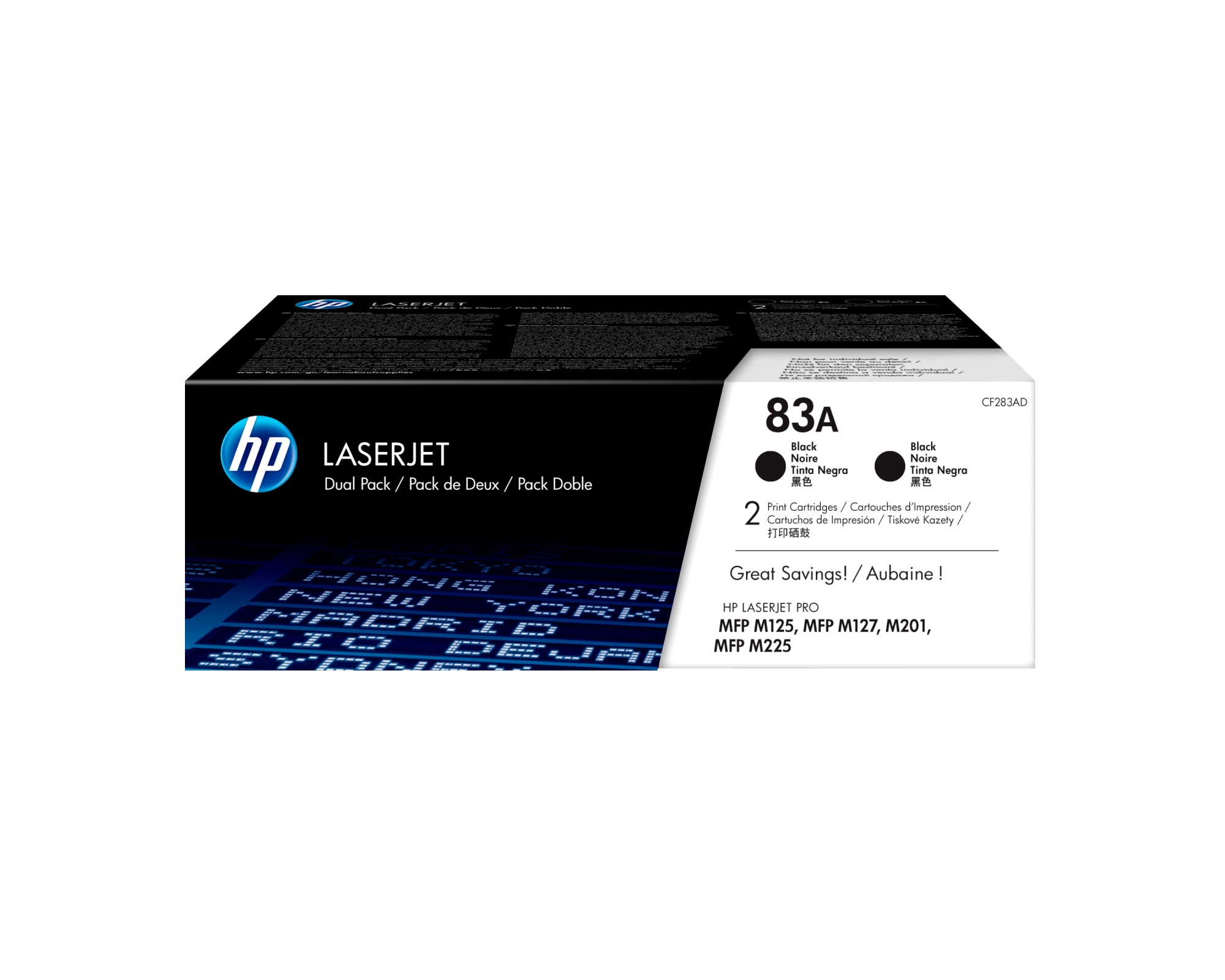 Pack de ahorro de 2 cartuchos de tóner original LaserJet 83A negro