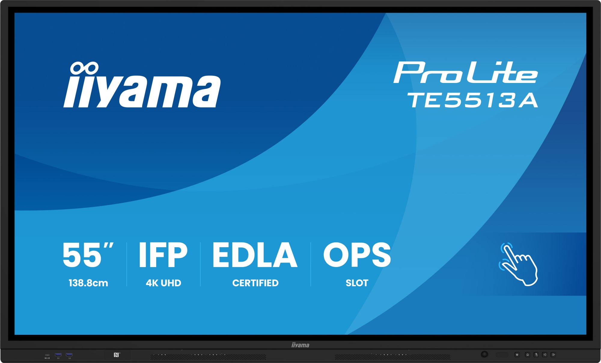 TE5513A-B3AG pantalla de señalización Panel plano interactivo 138,7 cm (54.6") LCD Wifi 500 cd / m² 4K Ultra HD Negro Pantalla táctil Procesador incorporado Android 24/7