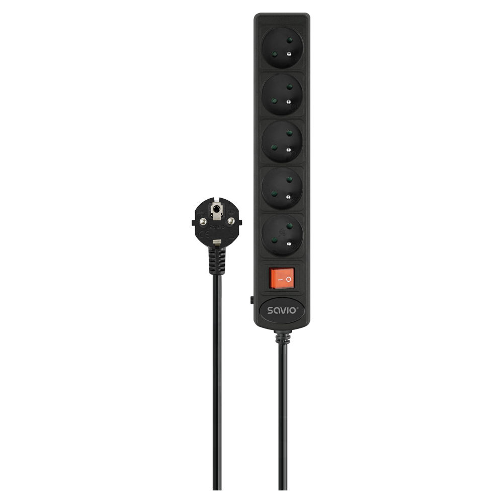LZ-16 base múltiple 1,8 m 5 salidas AC Interior Negro