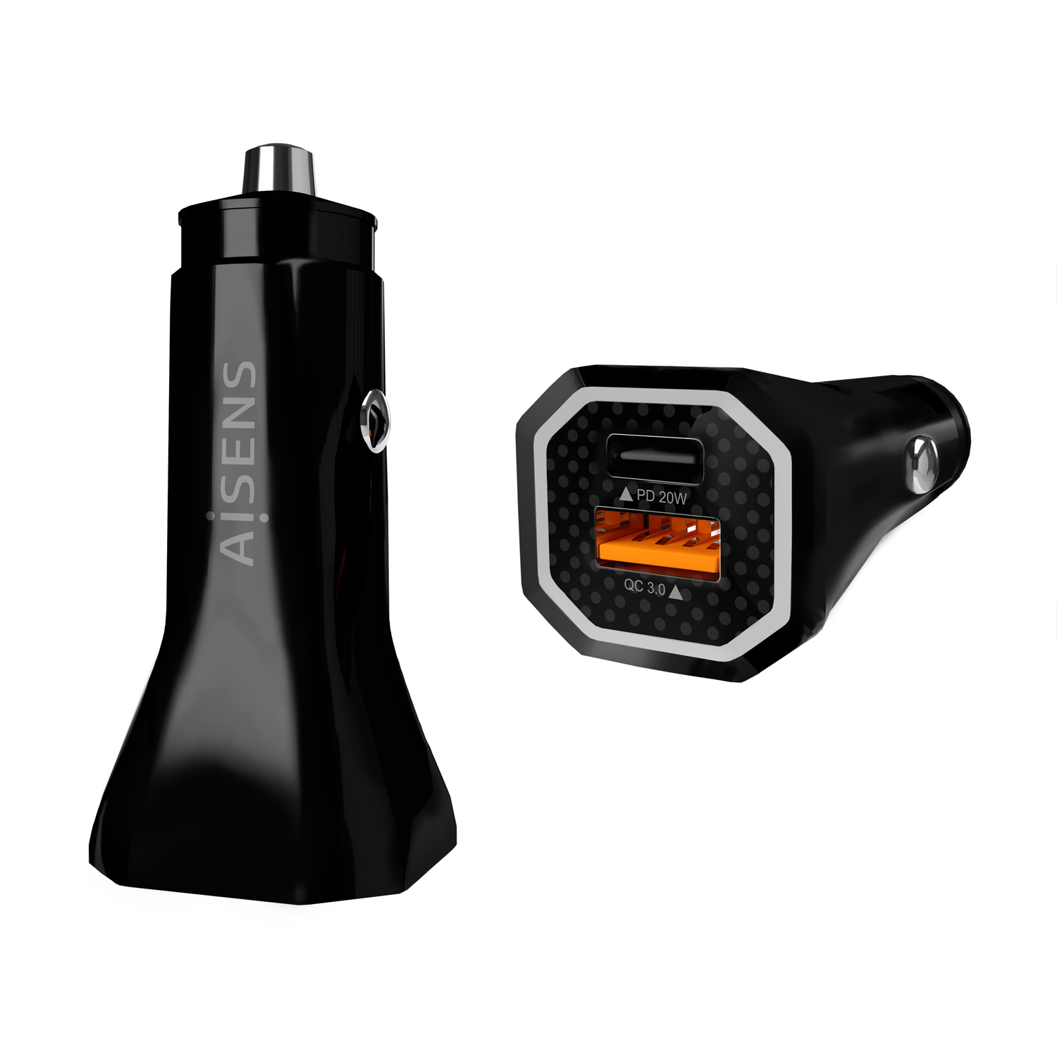 Cargador de Coche 38W,1XUSB-C PD3.0 20W,1XUSB-A QC3.0 18W, Negro