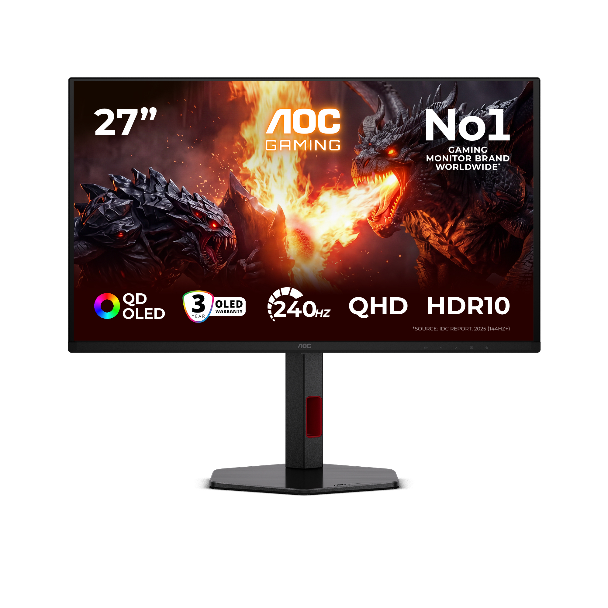 G4 Q27G4ZDR pantalla para PC 67,3 cm (26.5") 2560 x 1440 Pixeles Quad HD QD-OLED Negro, Rojo