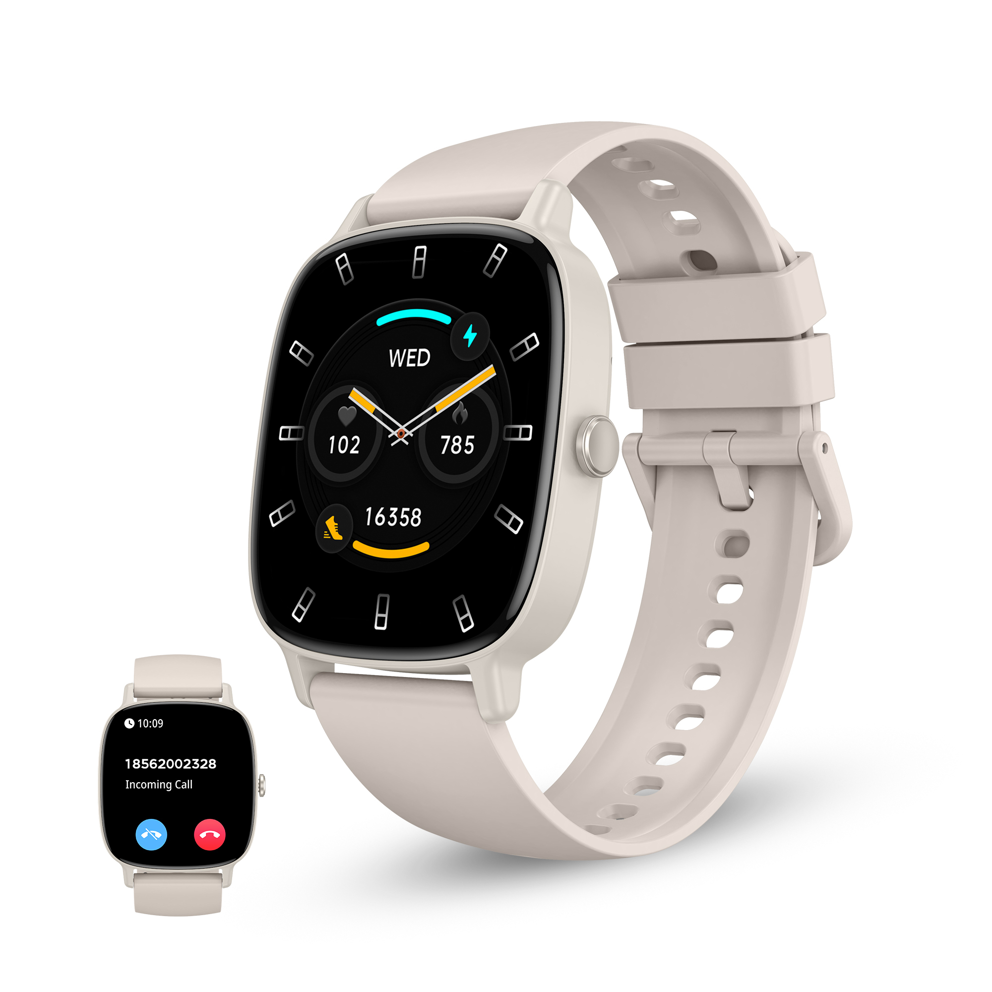 Smartwatch Pulse, Pantalla 1.83", Autonomía 7 días, Modo deporte y salud, Llamadas, IP68, Beige