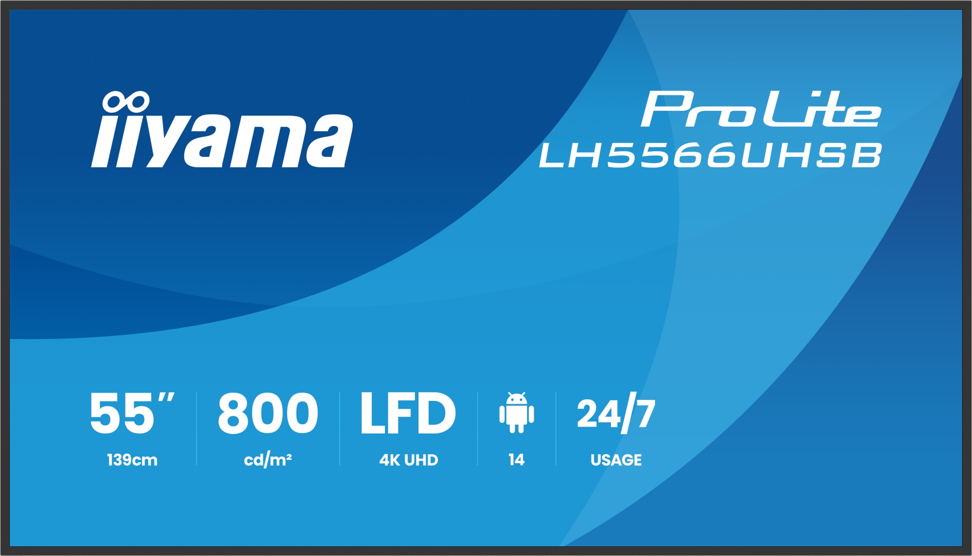 LH5566UHSB-B1AG pantalla de señalización Pantalla plana para señalización digital 139,7 cm (55") LCD Wifi 800 cd / m² 4K Ultra HD Negro Procesador incorporado Android 24/7