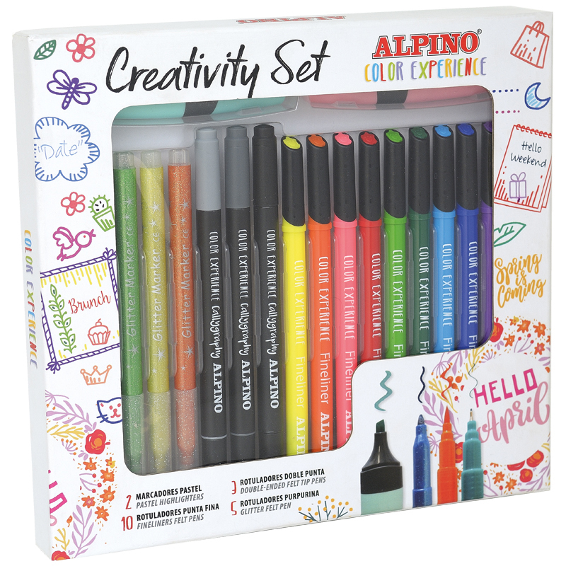 AR001015 rotulador Fino Colores surtidos, Negro, Azul, Marrón, Verde, Gris, Azul claro, Verde claro, Gris claro, Naranja, Pastel, Rosa, Rojo, Violeta, Blanco, Amarillo 20 pieza(s)