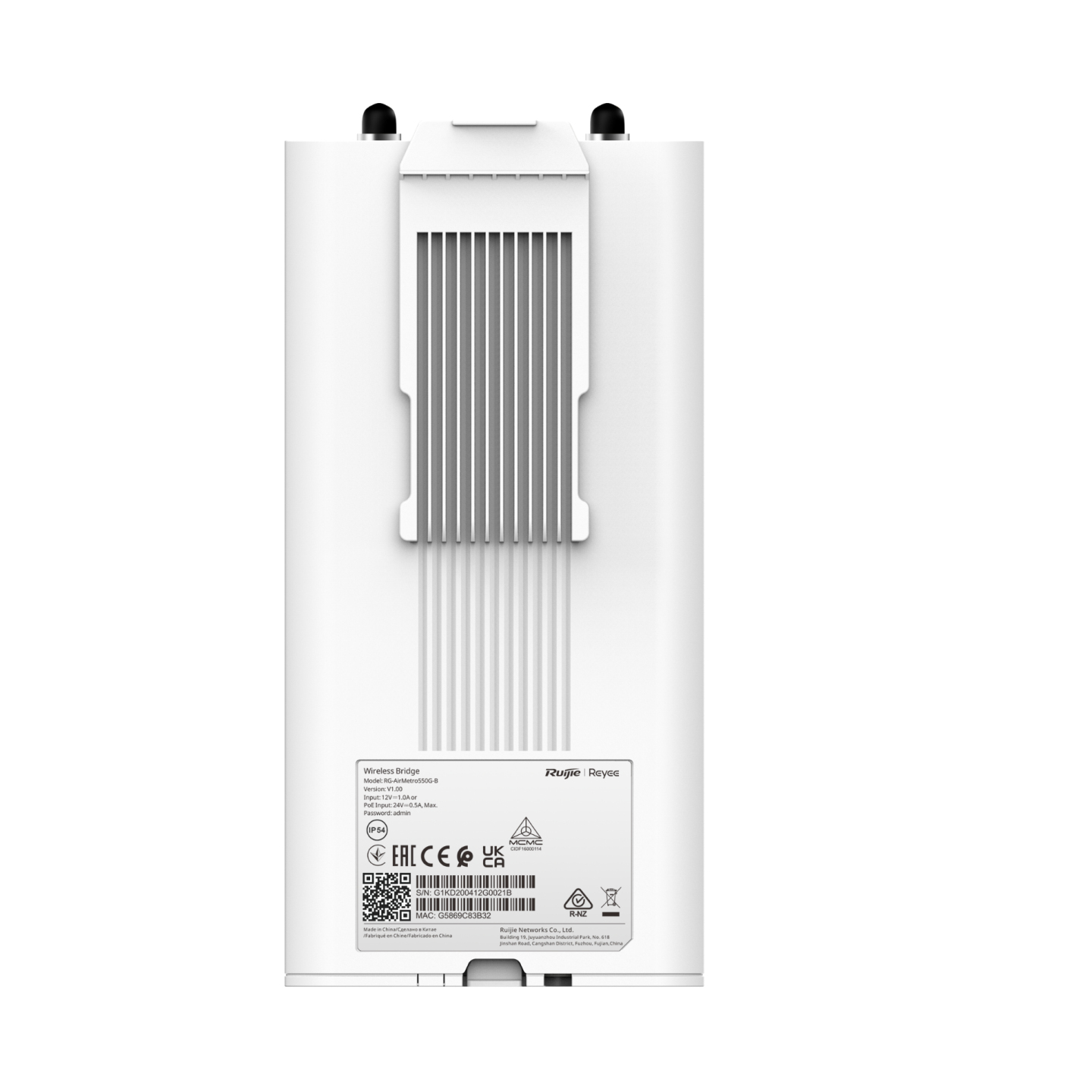 RG-AIRMETRO550G-B repetidor y transceptor Puente wifi 867 Mbit/s Blanco