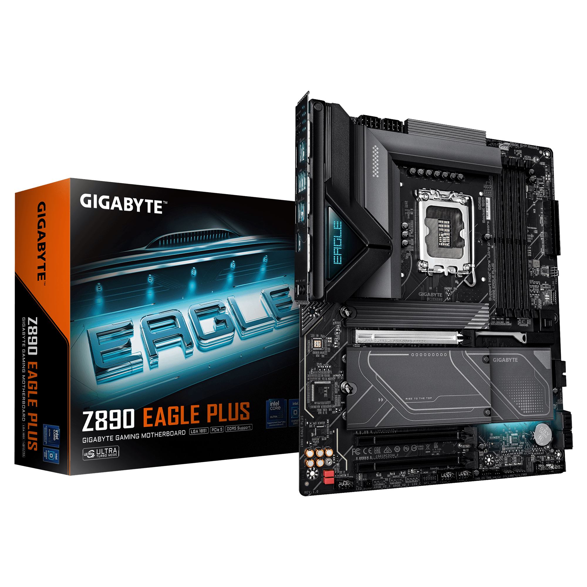 Z890 EAGLE PLUS Placa Base  Compatible con procesadores Intel Core Ultra (Serie 2), VRM de 14+1+2 fases, hasta 9466 MHz DDR5 (OC), 1x PCIe 5.0 M.2 + 3x PCIe 4.0 M.2, LAN 2.5 GbE, USB4